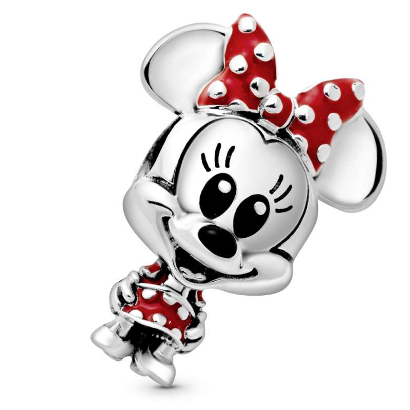 Talisman cu Minnie Mouse de la Disney cu rochiță și fundă cu buline