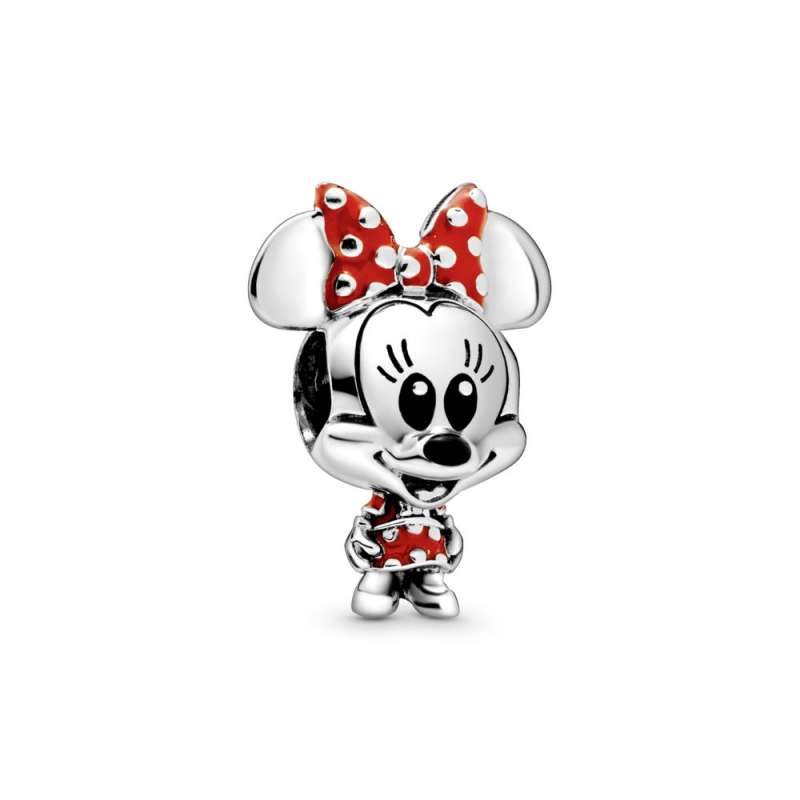 Talisman cu Minnie Mouse de la Disney cu rochiță și fundă cu buline