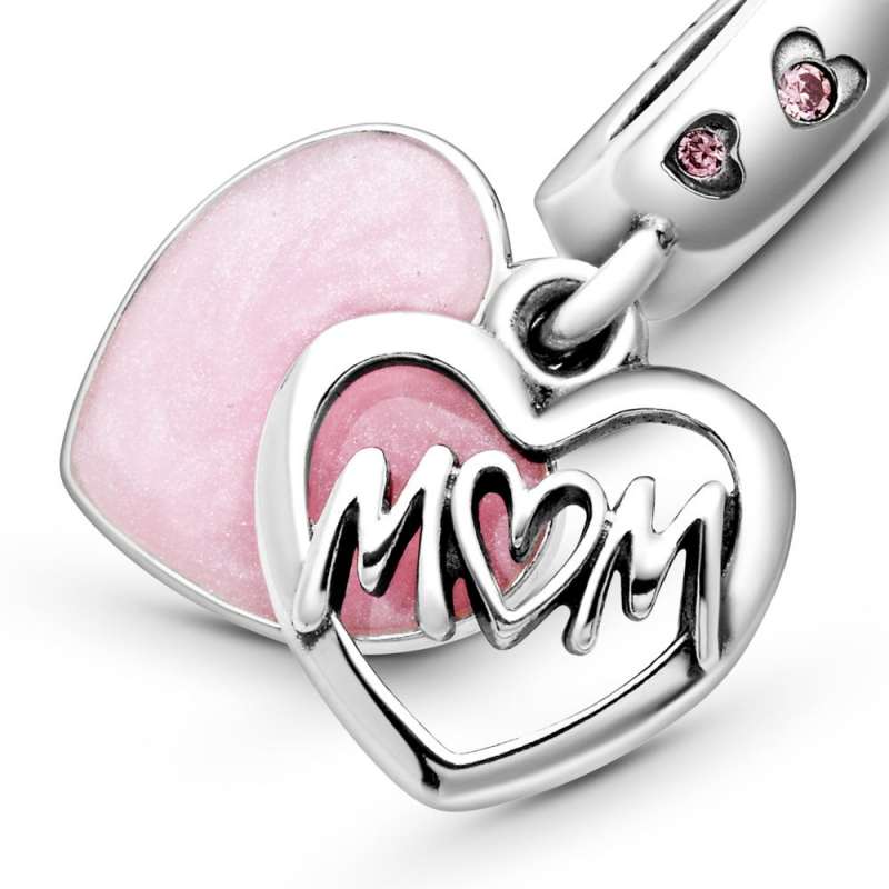Talisman tip pandantiv cu inimioară cu inscripția Mum
