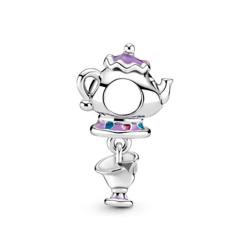 Talisman de tip pandantiv cu trandafir fermecat din Frumoasa și bestia de la Disney Dna. Potts și Chip