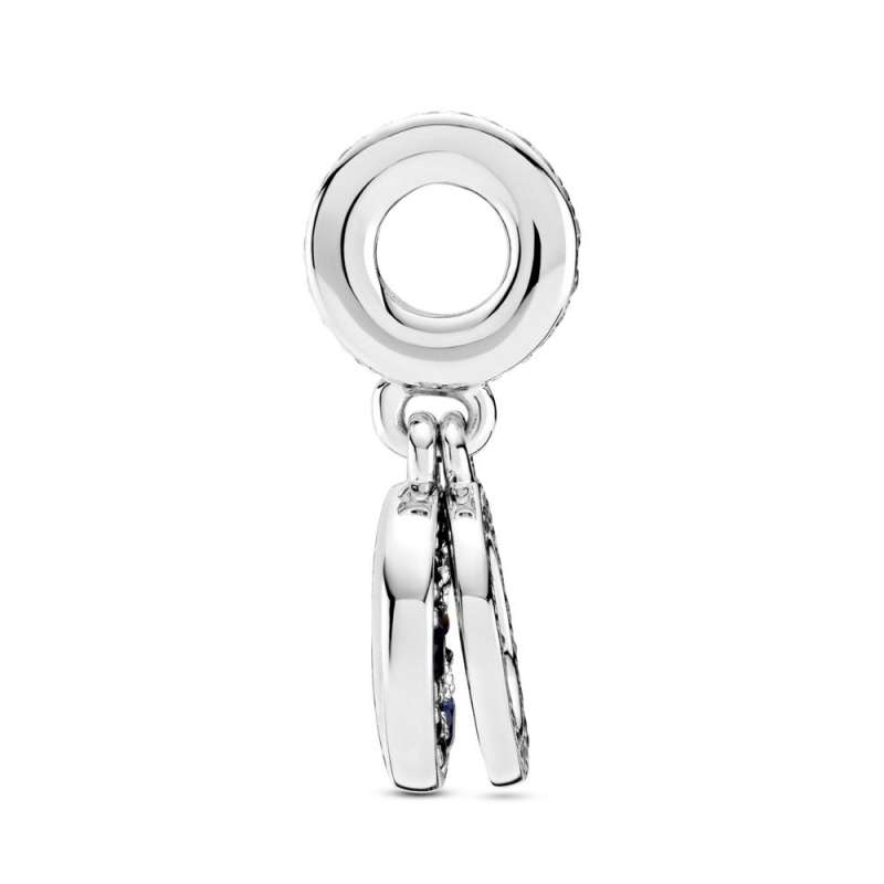 Talisman de tip pandantiv dublu cu disc albastru strălucitor