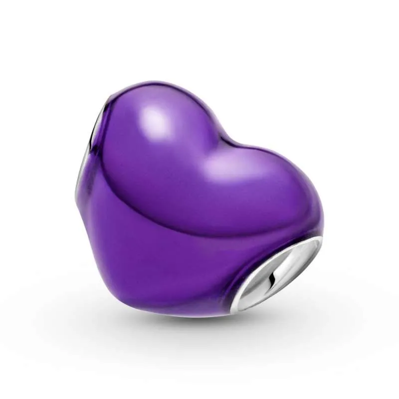 Talisman cu inimă violetă metalică 