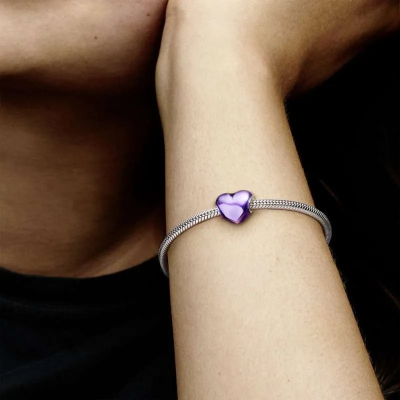 Talisman cu inimă violetă metalică
