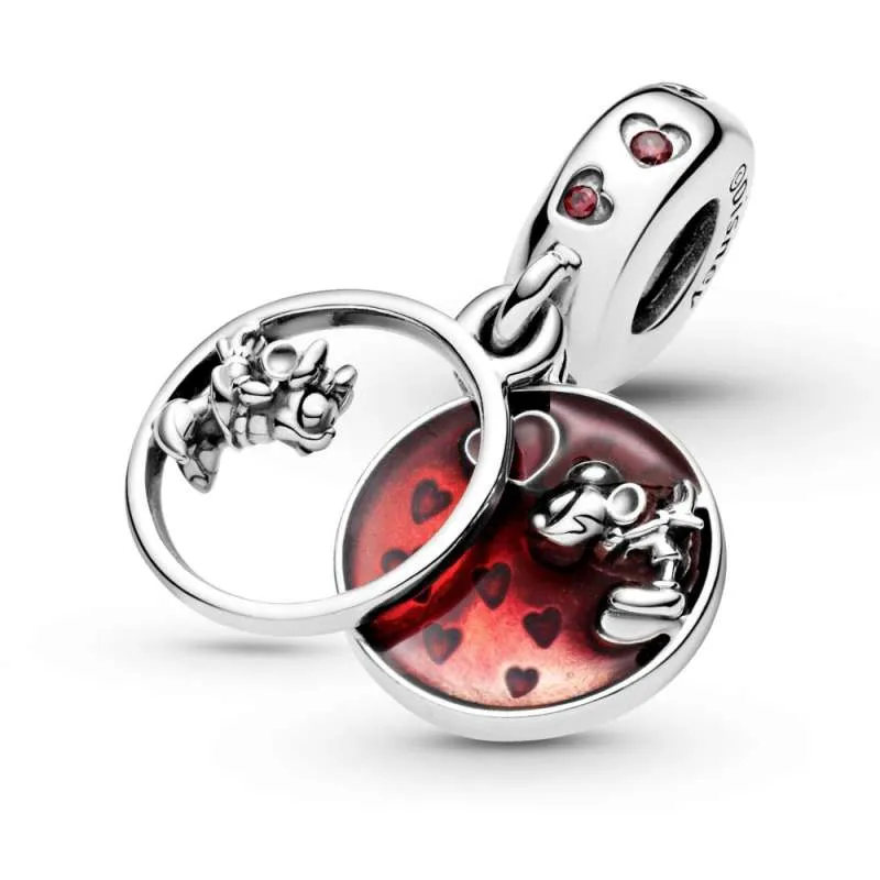 Talisman de tip pandantiv Disney Mickey Mouse & Minnie Mouse - Love and Kisses (Iubire și săruturi)