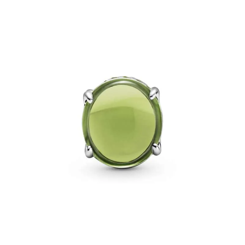 Talisman oval verde tip caboșon