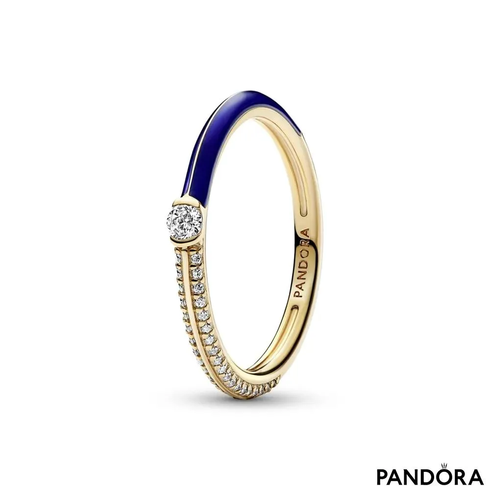 Кольцо два-в-одном «Pavé и синяя эмаль» Pandora ME 