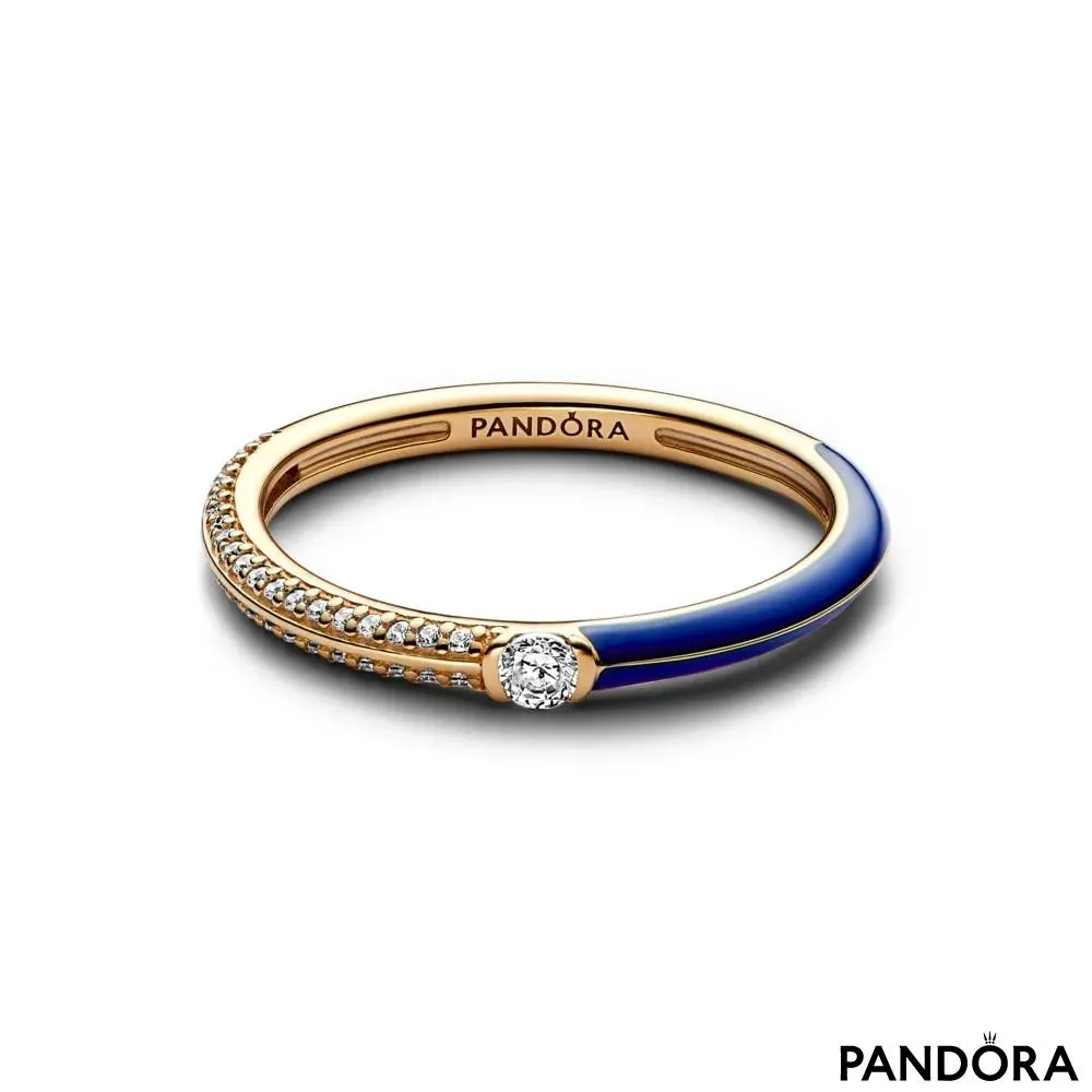 Кольцо два-в-одном «Pavé и синяя эмаль» Pandora ME