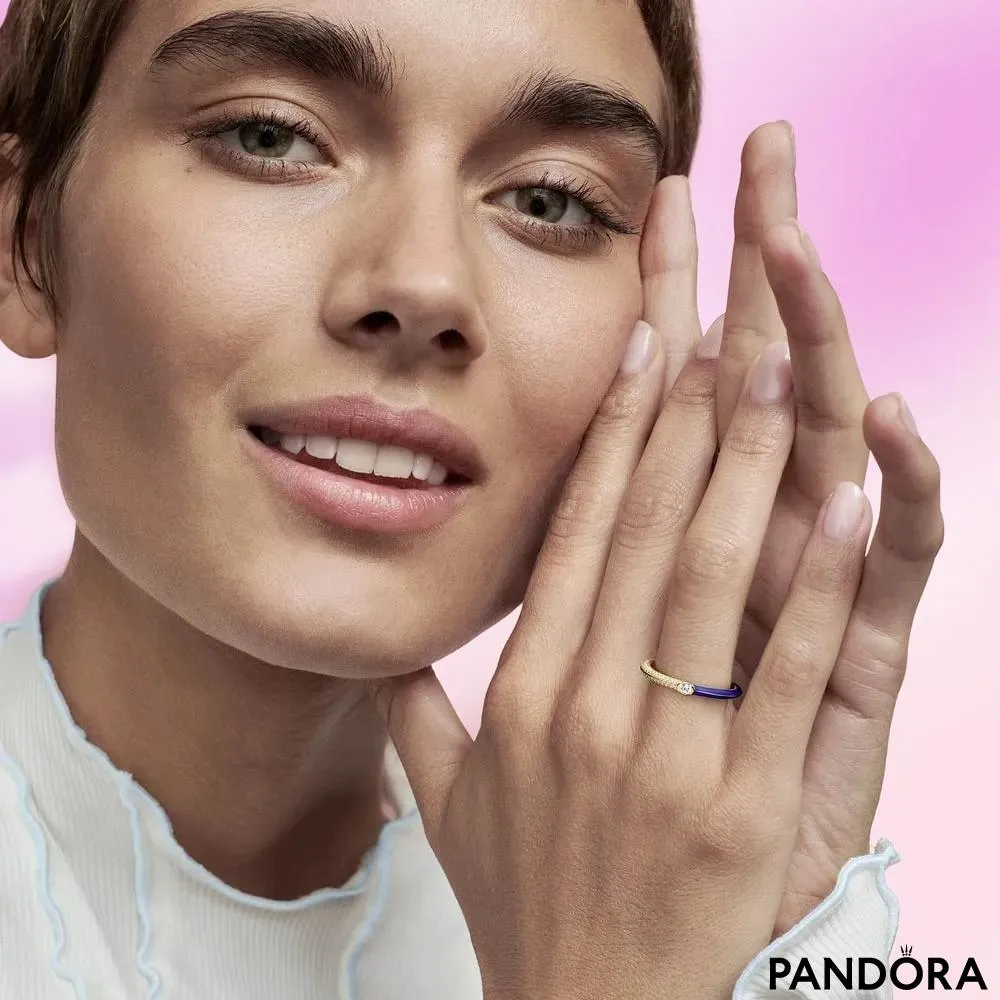 Кольцо два-в-одном «Pavé и синяя эмаль» Pandora ME