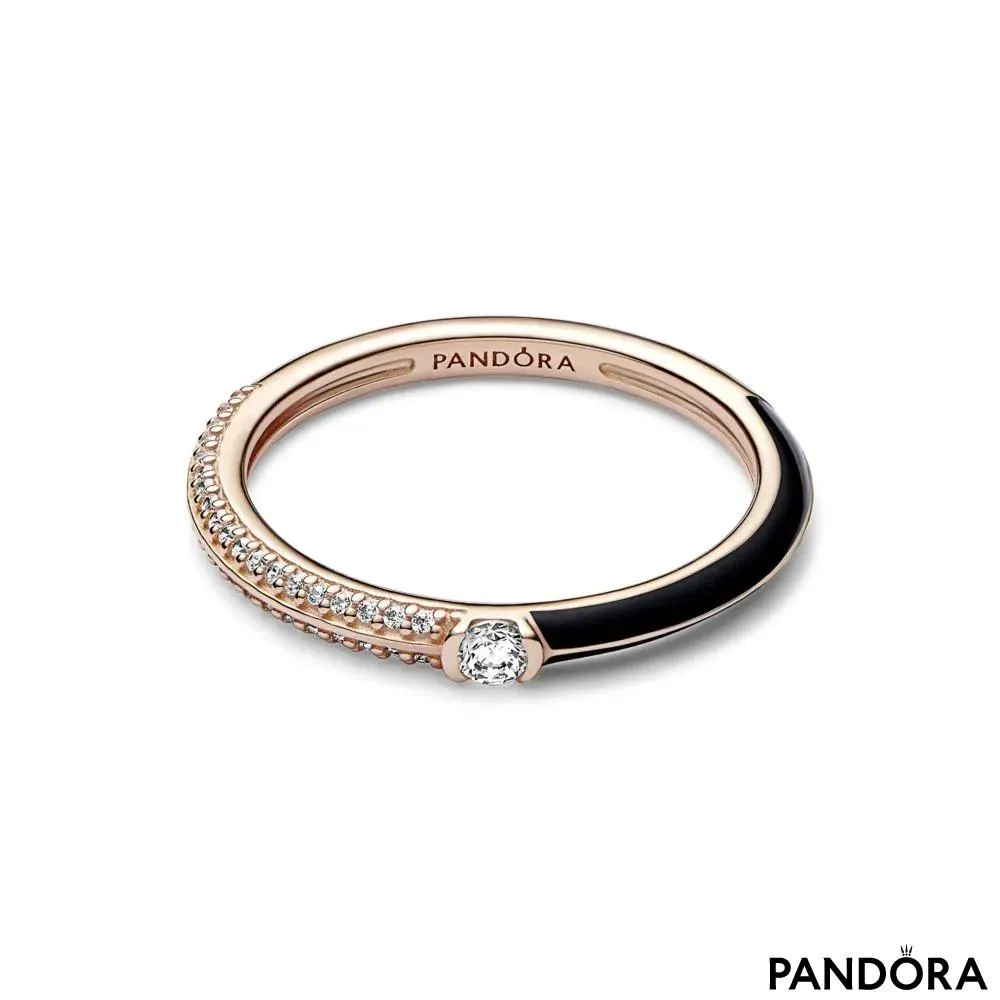 Кольцо два-в-одном «Pavé и черная эмаль» Pandora ME