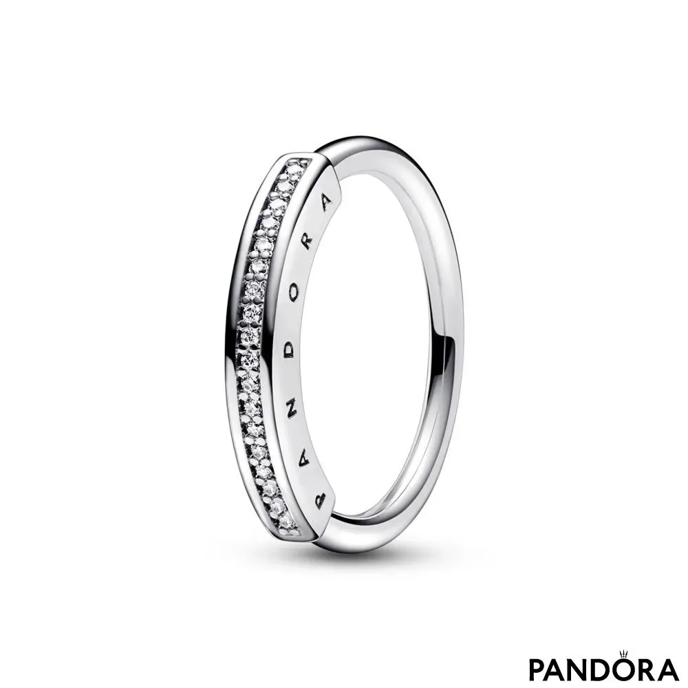 Кольцо Pandora Signature I-D с камнями в закрепке «паве» 