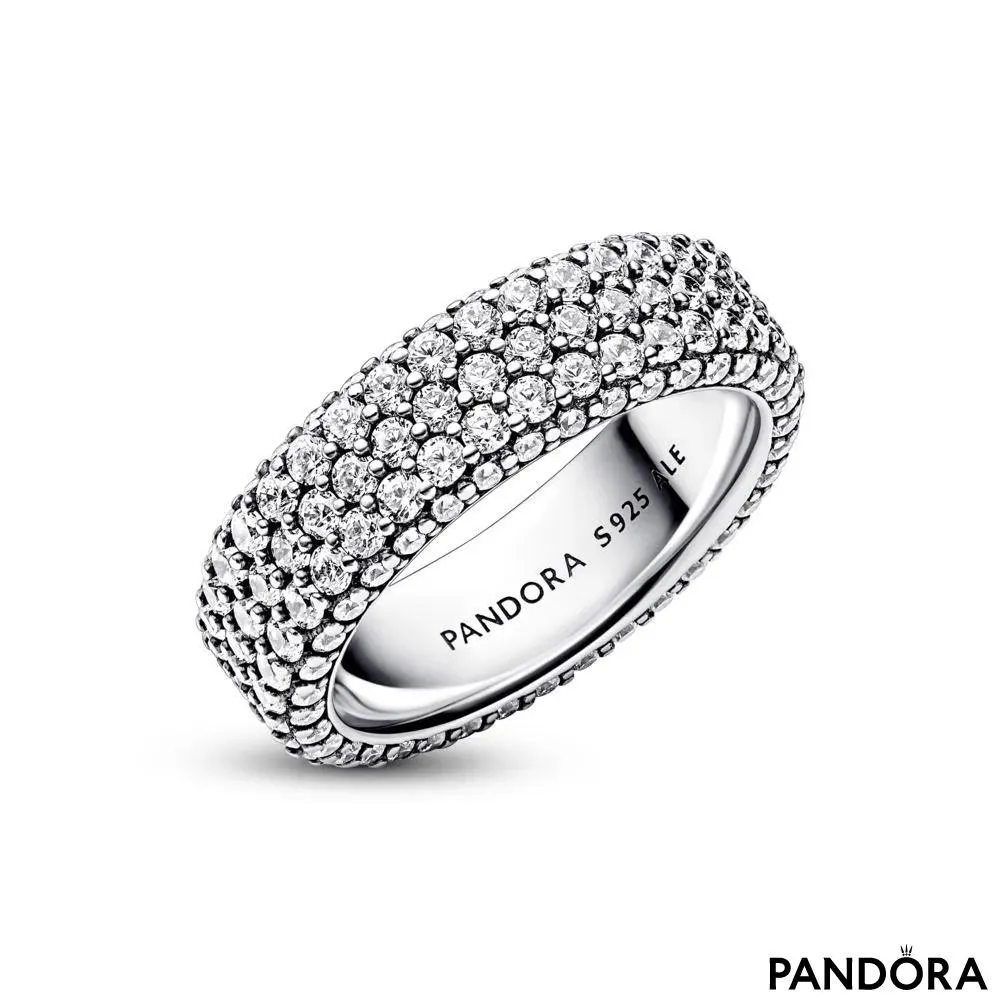 Inel cu rând triplu de pietre pavé Pandora Timeless