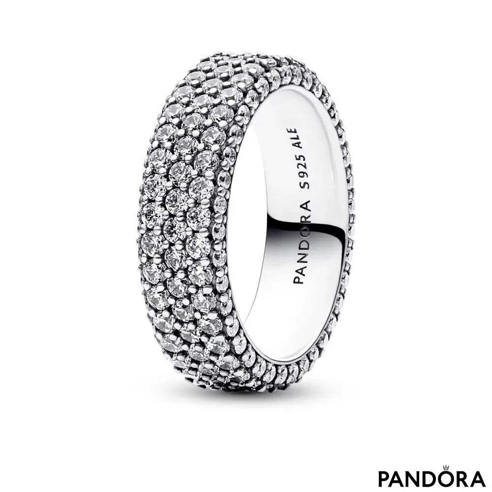 Inel cu rând triplu de pietre pavé Pandora Timeless
