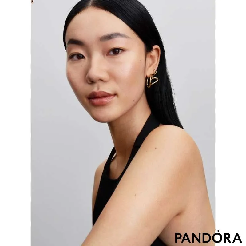 Cercei rotunzi mici cu inimă cu formă organică 