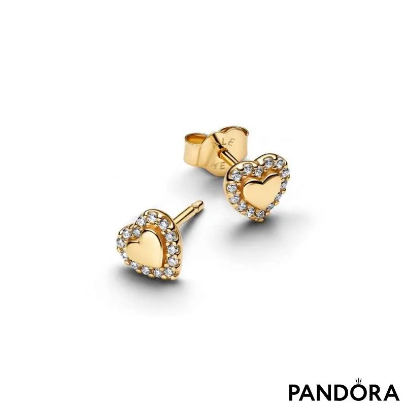 Серьги-пусеты «Трилогия сердец» с ореолом 