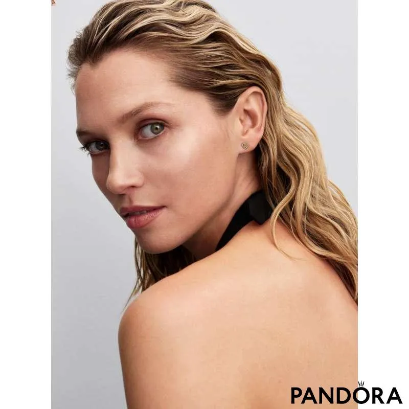 Серьги-пусеты «Трилогия сердец» с ореолом 