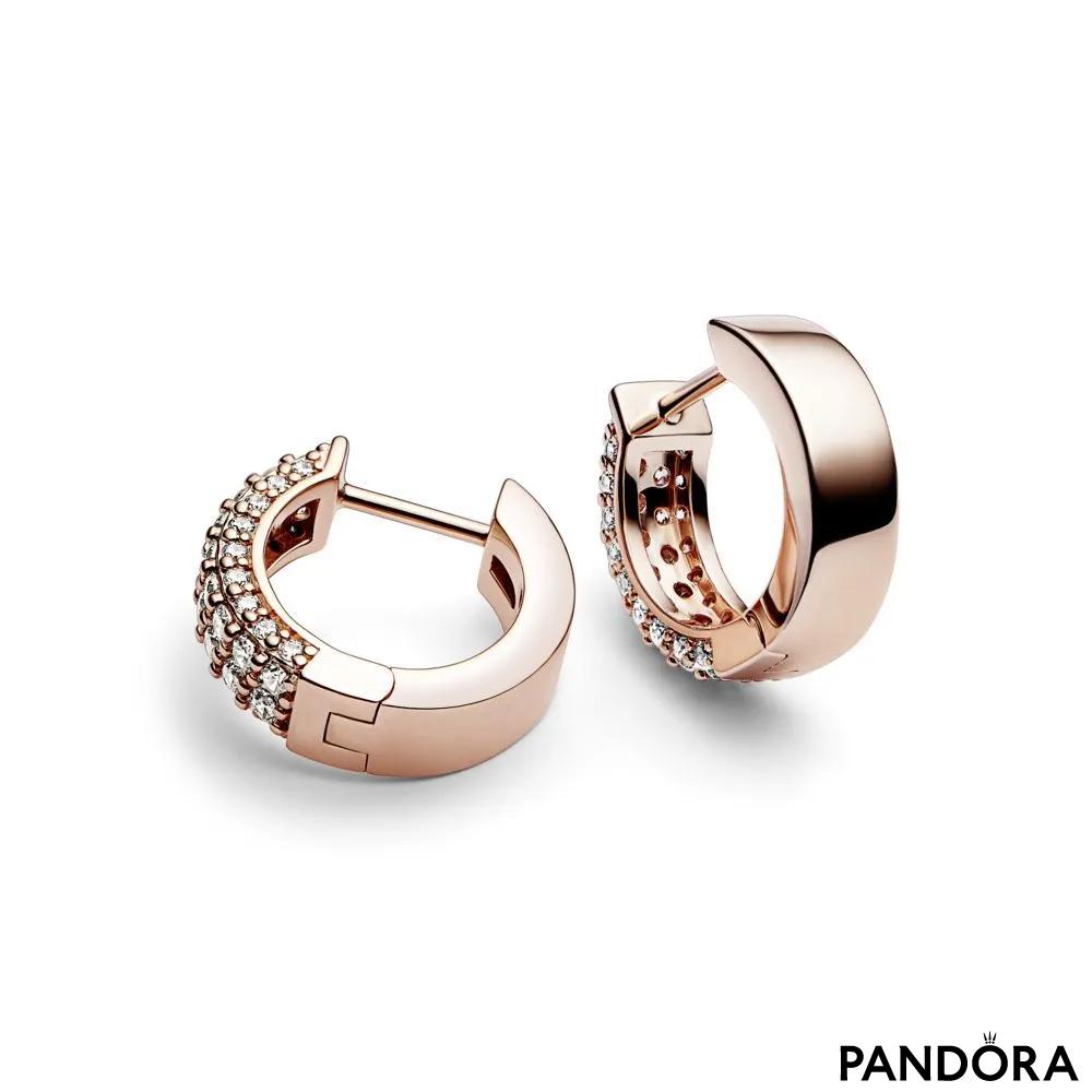 Серьги-кольца «Два ряда pavé» Pandora Timeless 