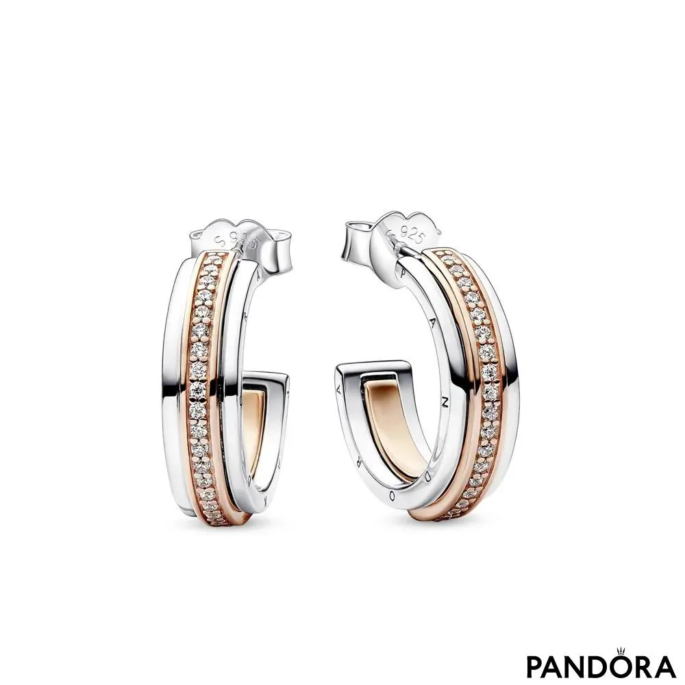 Verigi bicolore Pandora Signature Logo Pavé 