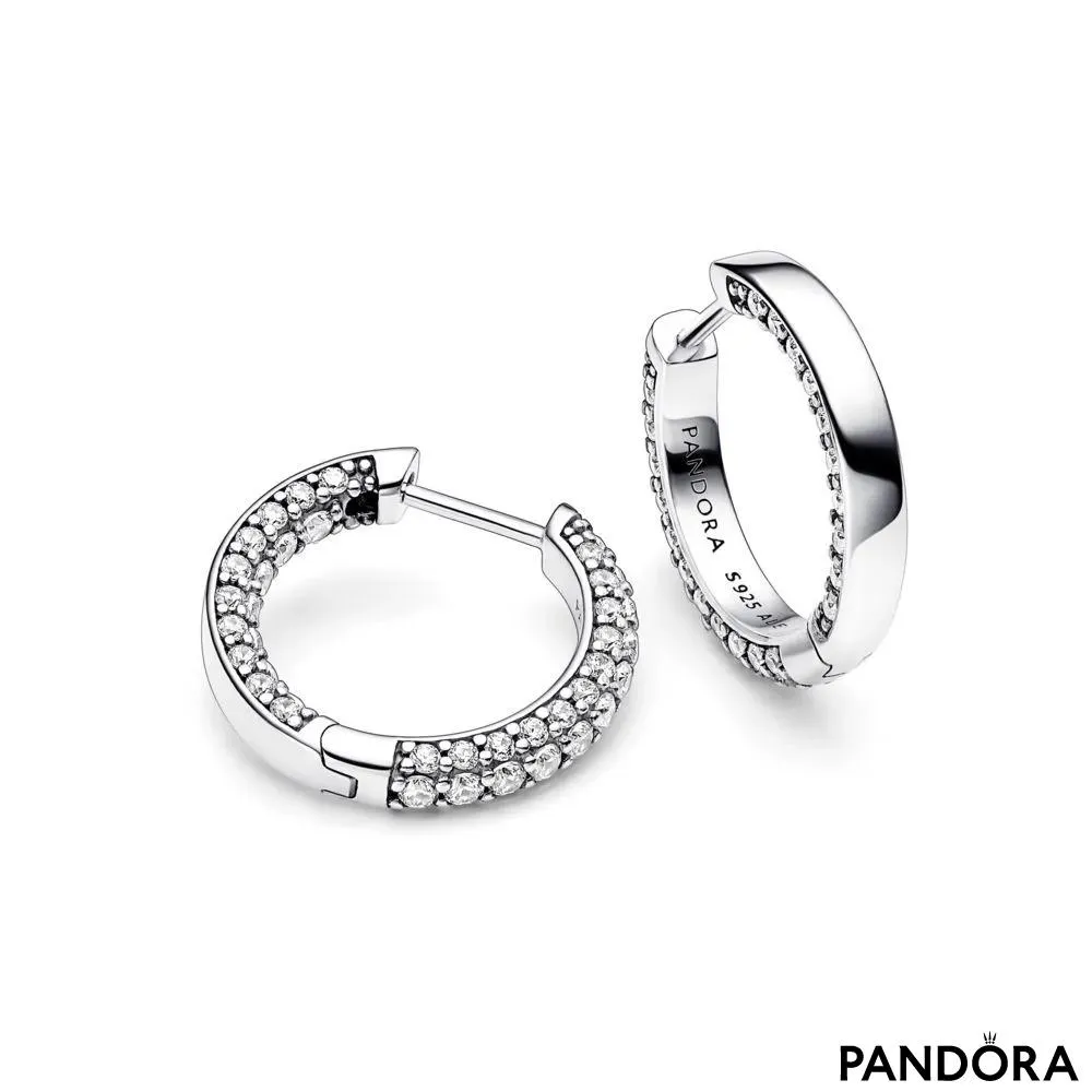 Серьги-кольца «Ряд pavé» Pandora Timeless 