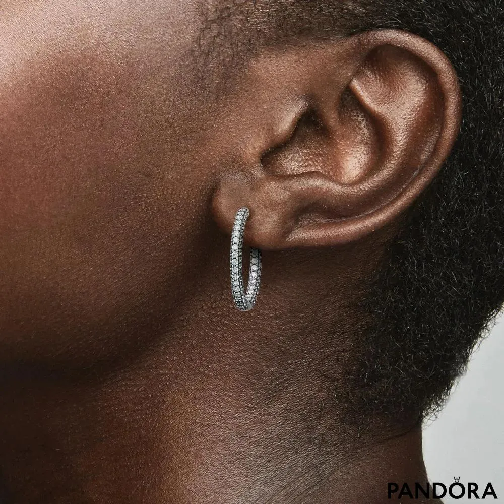 Однорядные серьги-кольца Pandora Timeless Pavé 