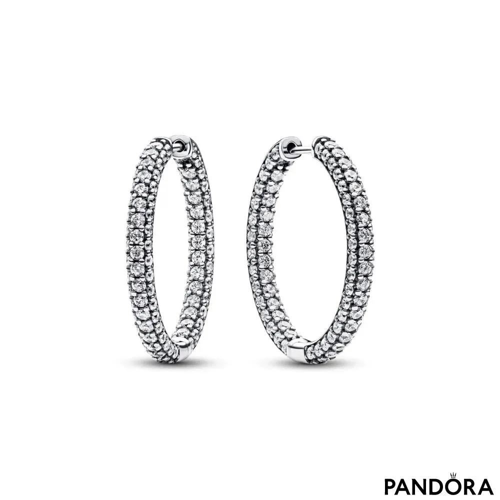 Однорядные серьги-кольца Pandora Timeless Pavé 
