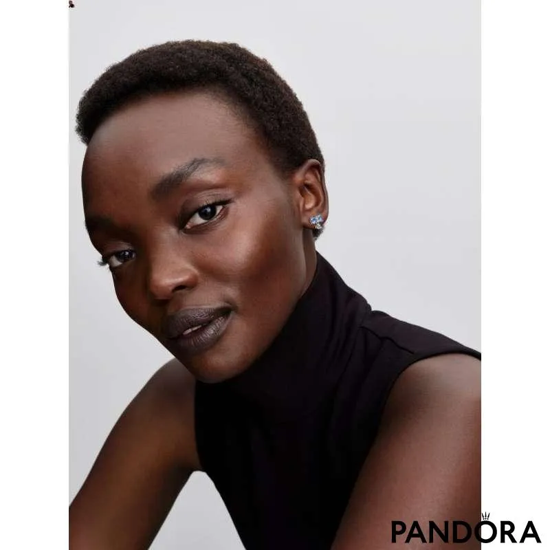 Серьги-пусеты Bridgerton с голубым бантом 