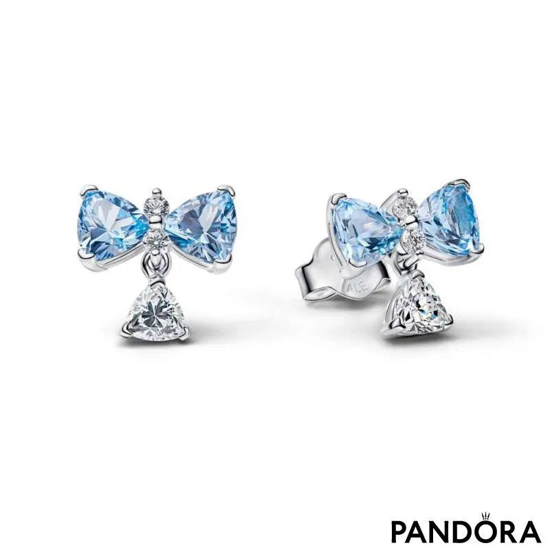 Серьги-пусеты Bridgerton с голубым бантом 