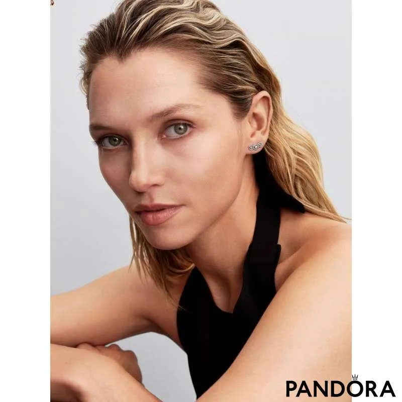 Серьги-пусеты «Трилогия сердец» с ореолом 