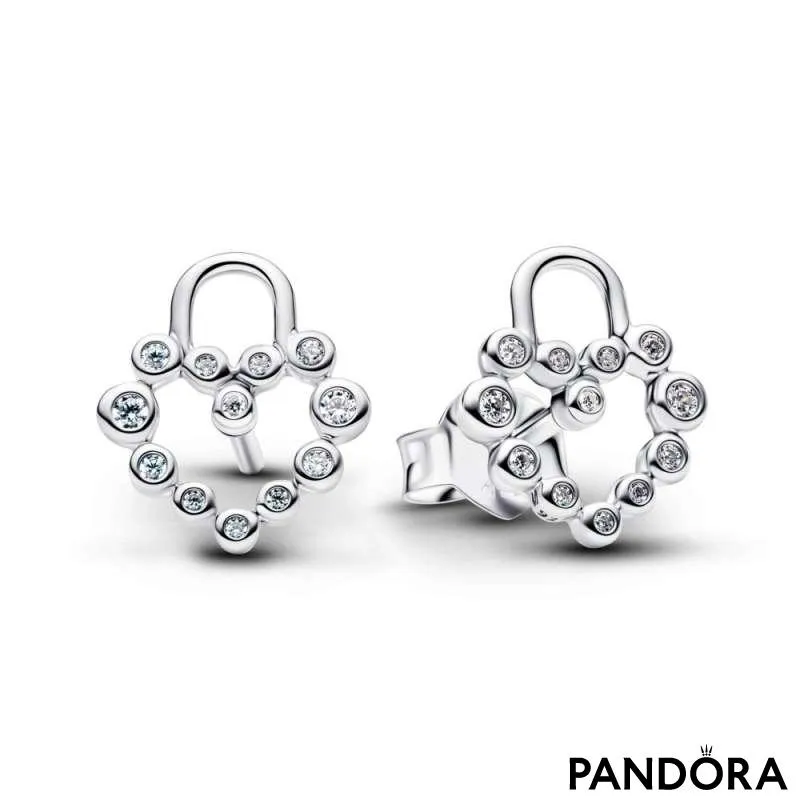 Серьги-пусеты с замком в форме сердца 