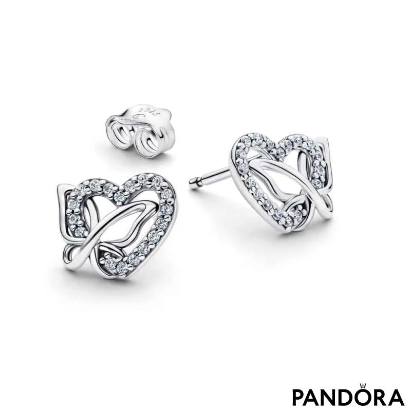 Cercei cu șurub cu inimă și fluture interconectate 