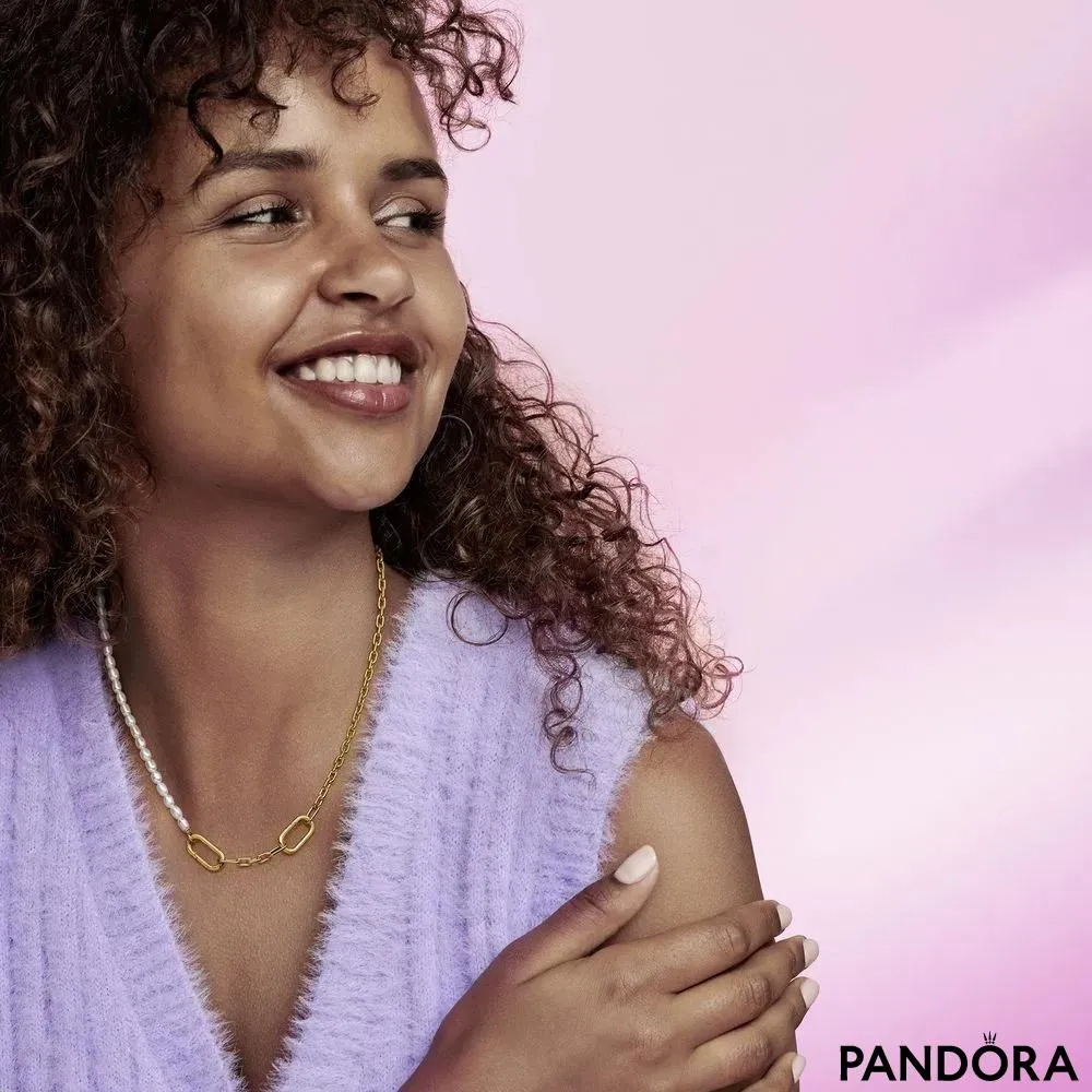 Тонкое колье с обработанным пресноводным культивированным жемчугом Pandora ME 