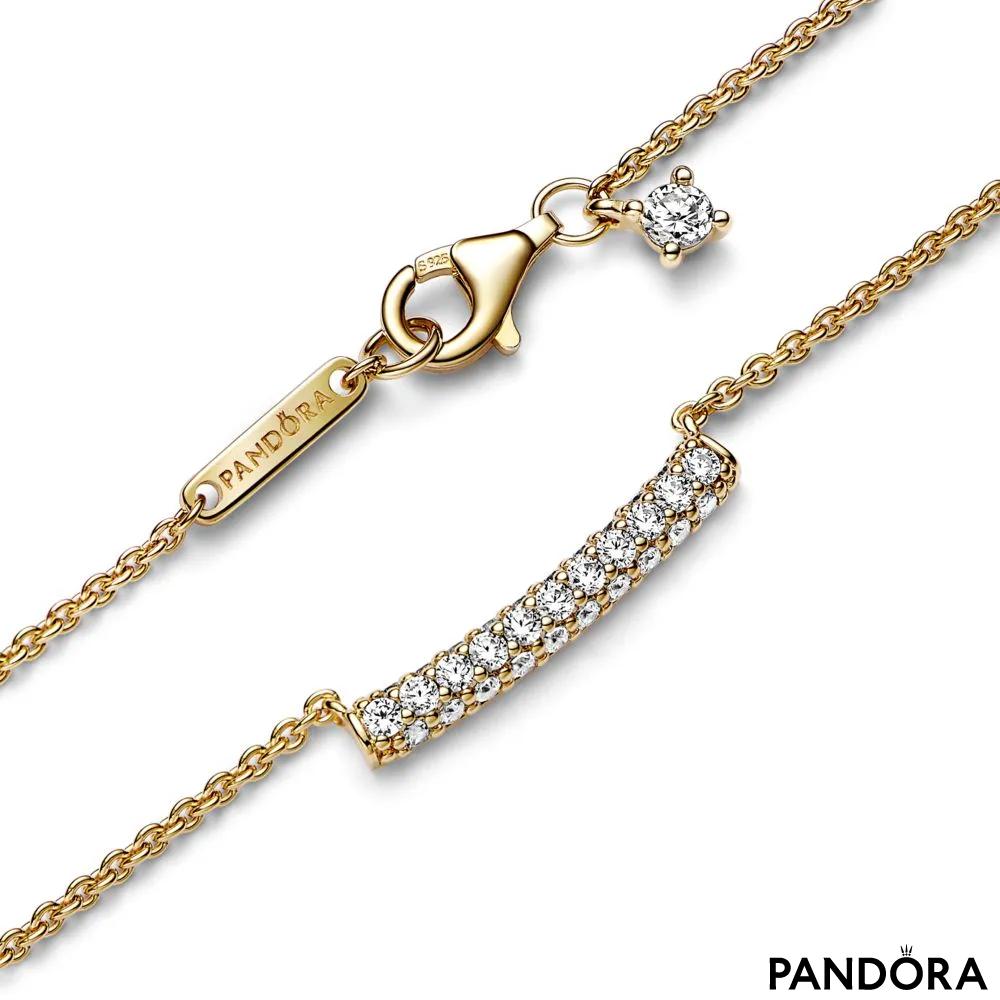 Colier cu bară cu un rând de pietre pavé Pandora Timeless