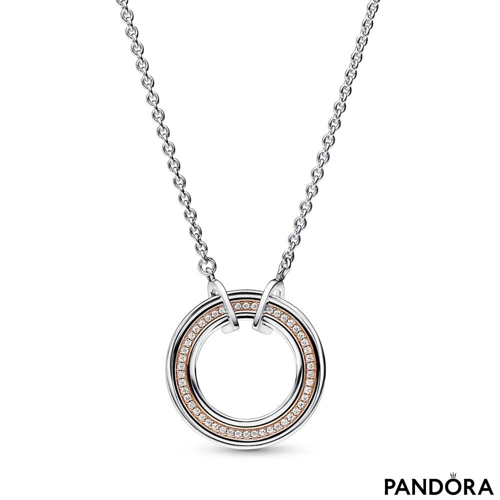 Colier bicolor Pandora Signature Logo Pavé