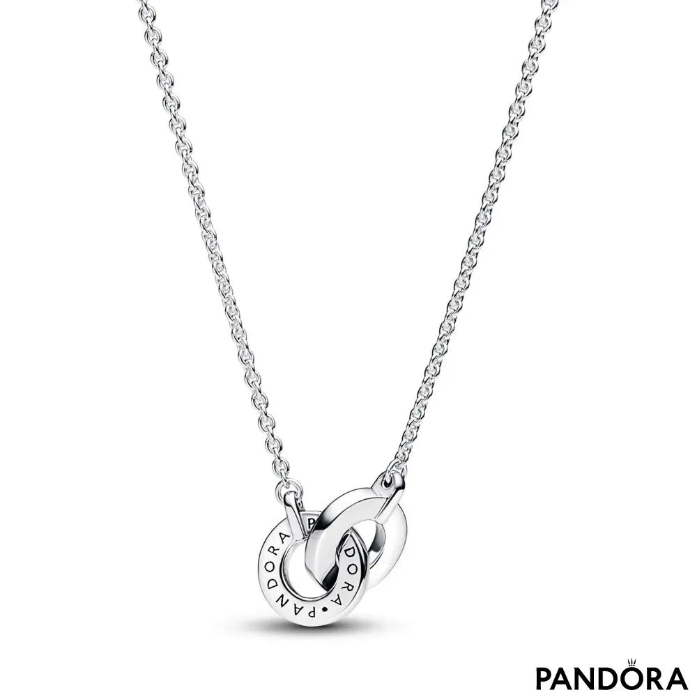 Колье Pandora Signature паве с переплетенной подвеской