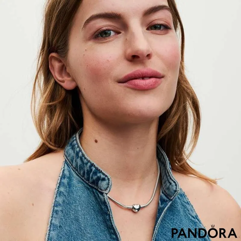 Ожерелье Pandora Moments из цепочек с текстурой змейки, с застежкой в форме сердца
