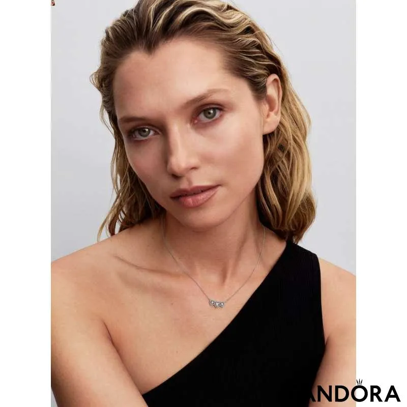 Colier cu trilogie de inimi cu halo 