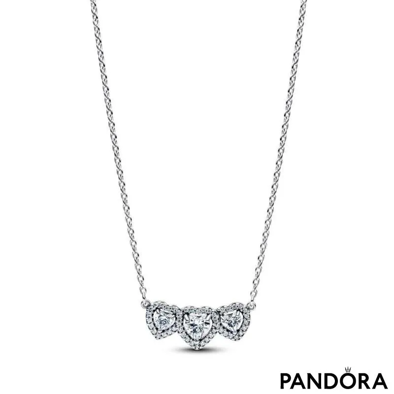 Colier cu trilogie de inimi cu halo 