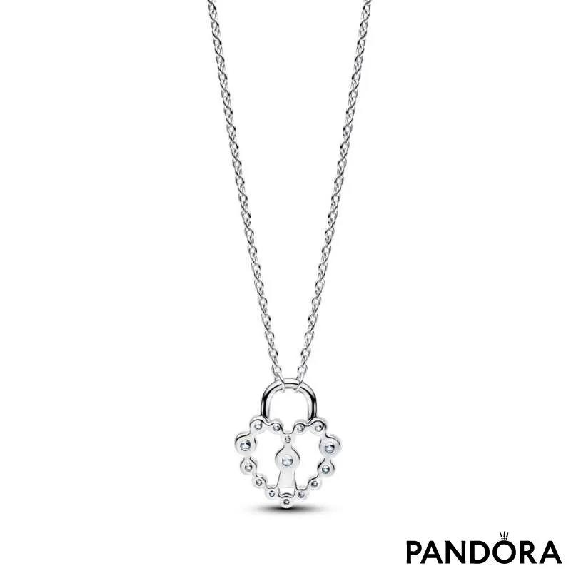 Colier cu pandantiv cu lacăt în formă de inimă și halo strălucitor 