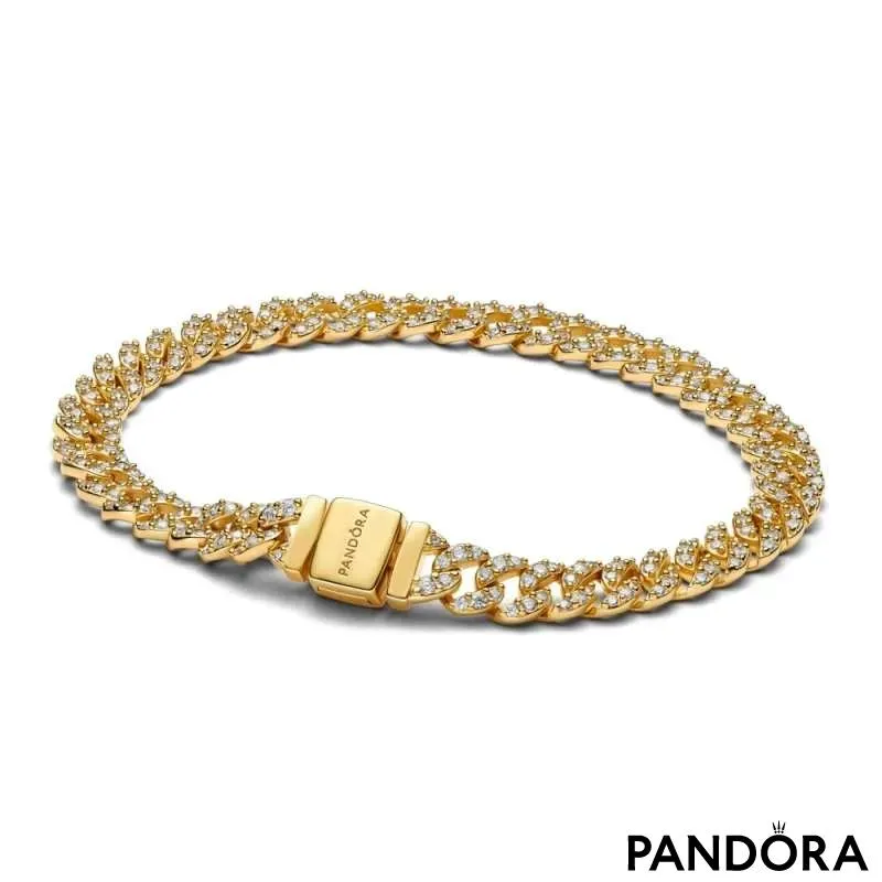 Браслет паве с кубинской цепочкой 