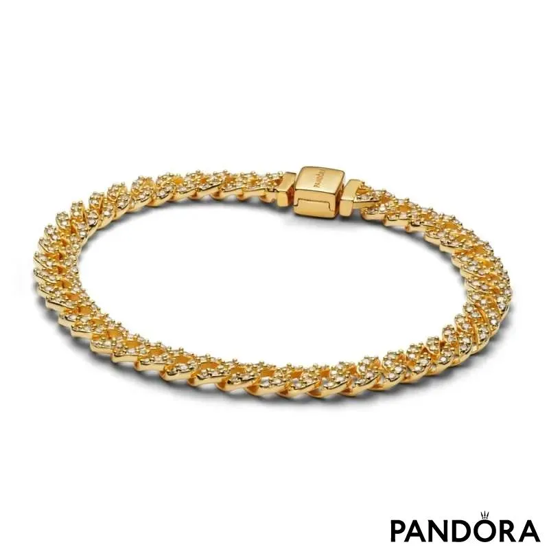 Браслет паве с кубинской цепочкой 