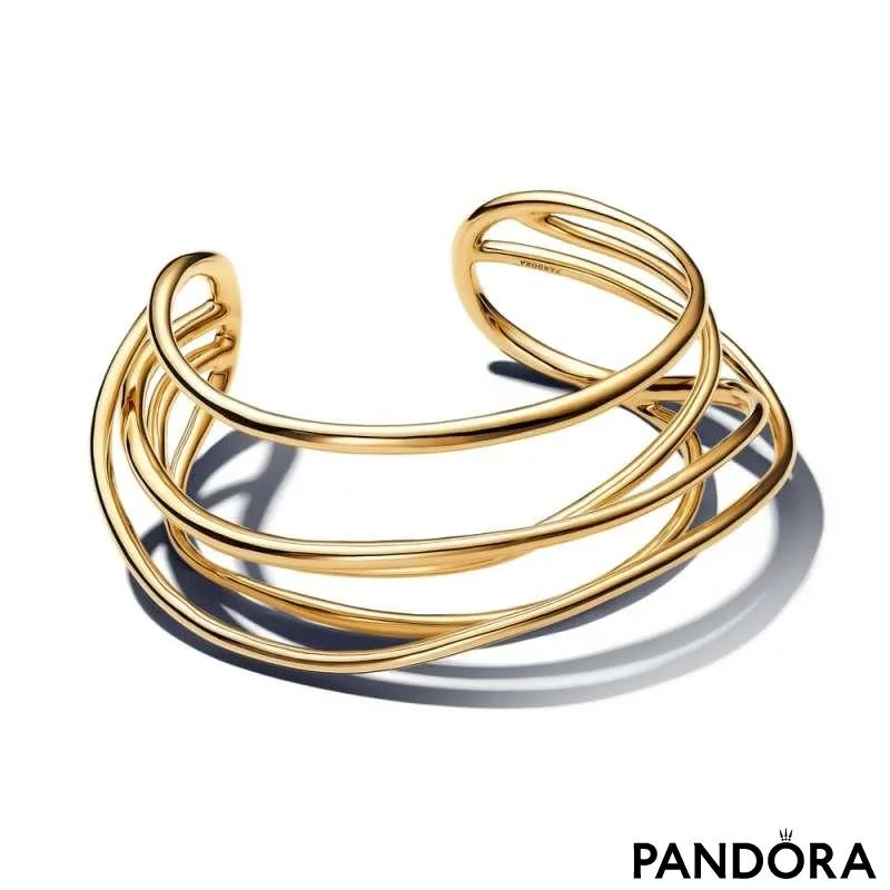 Brățară Bangle deschisă în formă organică din sârmă 