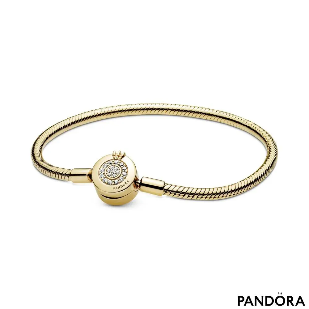 Brățară tip lanț clasic strălucitoare cu O cu coroană Pandora Moments