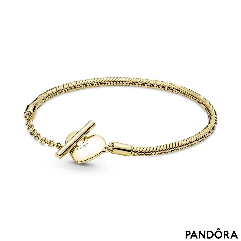 Brățară tip lanț clasic cu bară în T și inimă Pandora Moments