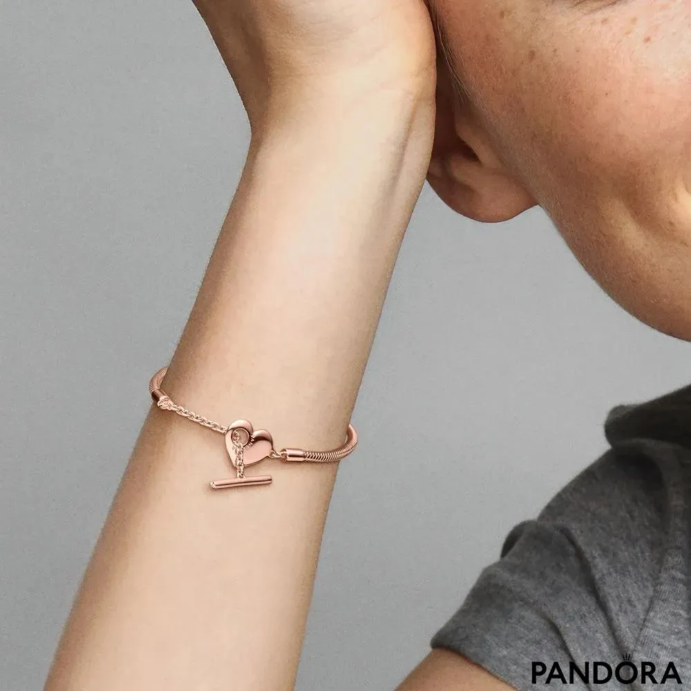 Brățară tip lanț clasic cu bară în T și inimă Pandora Moments
