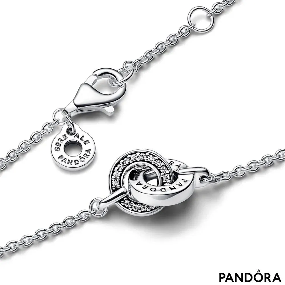 Плетеный браслет-цепочка Pandora Signature паве