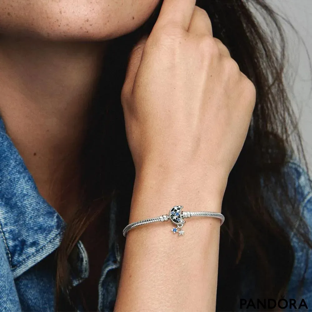 Pandora Moments браслет со змеиной цепочкой и лунной застежкой
