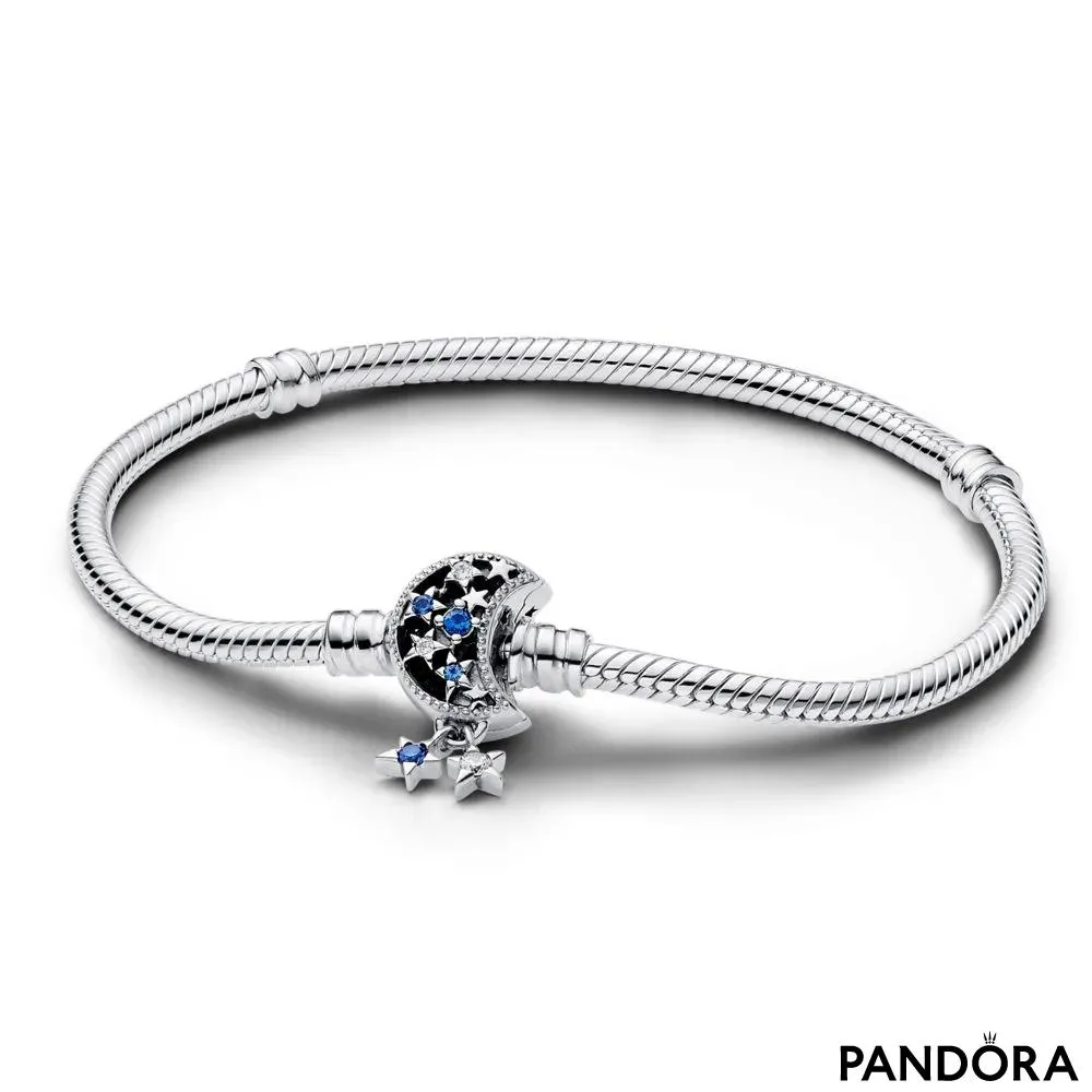 Pandora Moments браслет со змеиной цепочкой и лунной застежкой