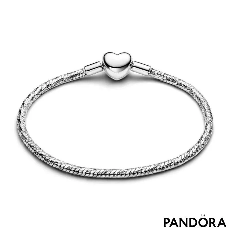 Браслет из гранёной «змейки» с застёжкой-сердцем 