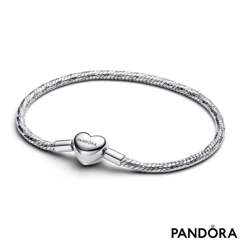 Браслет из гранёной «змейки» с застёжкой-сердцем 