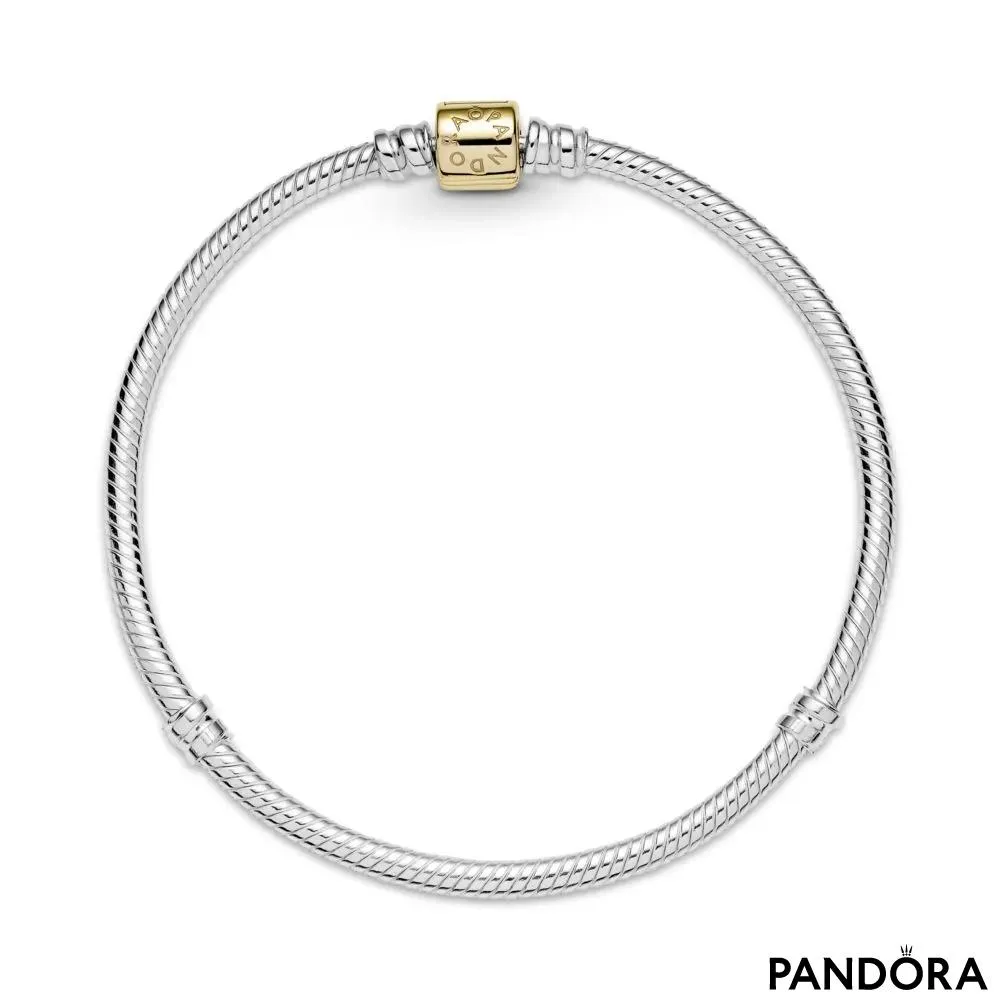 Браслет-змейка Pandora Moments с цилиндрической застежкой из двух металлов 
