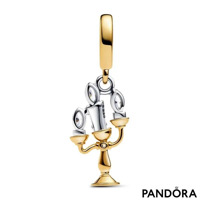 Talisman de tip pandantiv cu Lumiere din Frumoasa și Bestia de la Disney